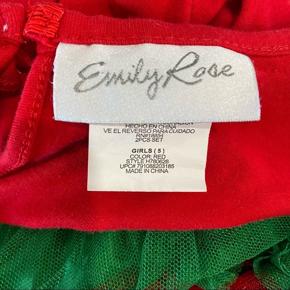 Emily Rose Christmas Tree Dress Long Sleeve Red Knit Top Sparkly Net Tutu Skirt - Picture 5 of 6